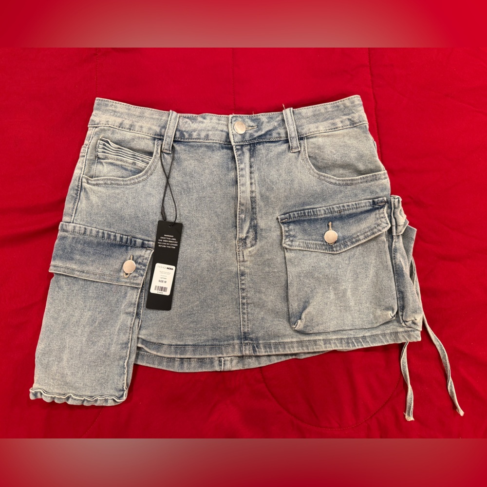 Fashion Nova Sky Blue Denim Skirt
